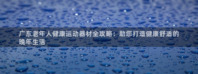 意昂3集团简介：广东老年人健康运动器材全攻略：助您打